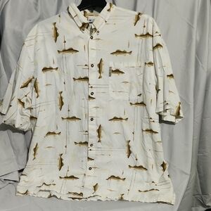 Columbia Men's White Fish Print Shirt